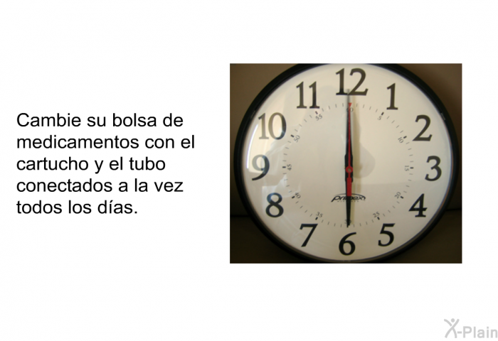 Cambie su bolsa de medicamentos con el cartucho y el tubo conectados a la vez todos los das.