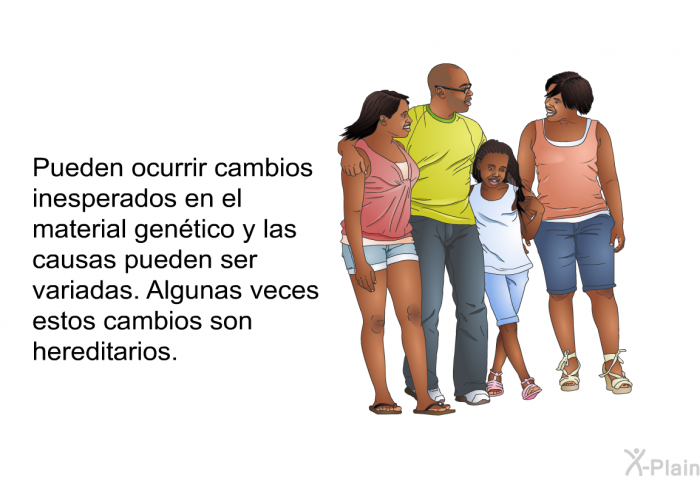 Pueden ocurrir cambios inesperados en el material gentico y las causas pueden ser variadas. Algunas veces estos cambios son hereditarios.