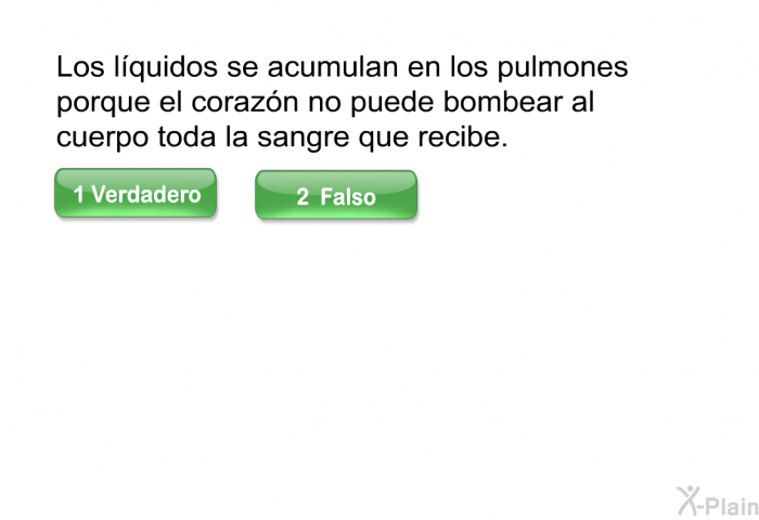 Los lquidos se acumulan en los pulmones porque el corazn no puede bombear al cuerpo toda la sangre que recibe.