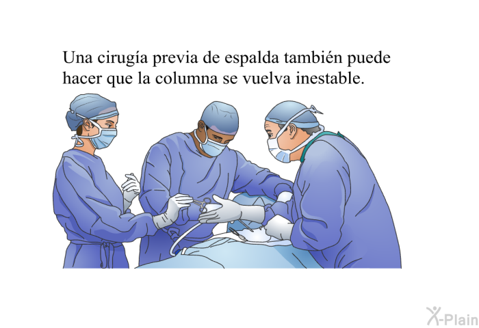 Una ciruga previa de espalda tambin puede hacer que la columna se vuelva inestable.