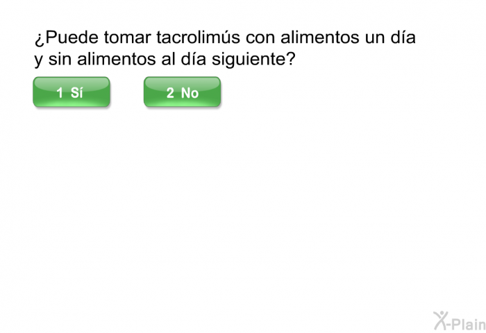 ¿Puede tomar tacrolims con alimentos un da y sin alimentos al da siguiente?