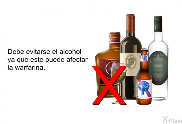 Debe evitarse el alcohol ya que este puede afectar la warfarina.