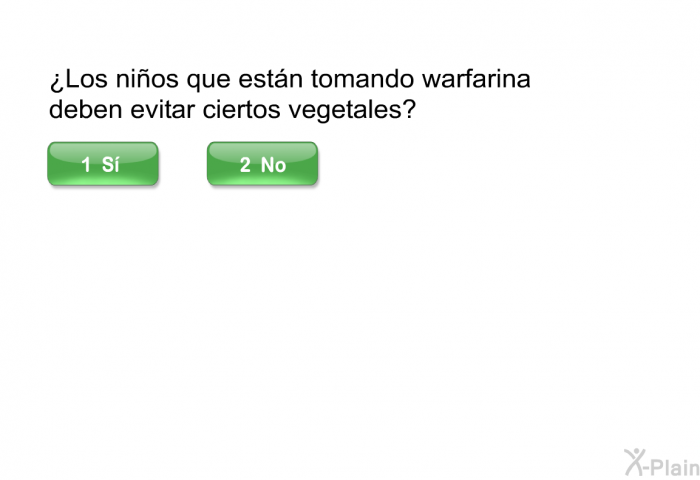 ¿Los nios que estn tomando warfarina deben evitar ciertos vegetales?